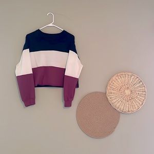 90s Color Block Cropped Crewneck Sweatshirt